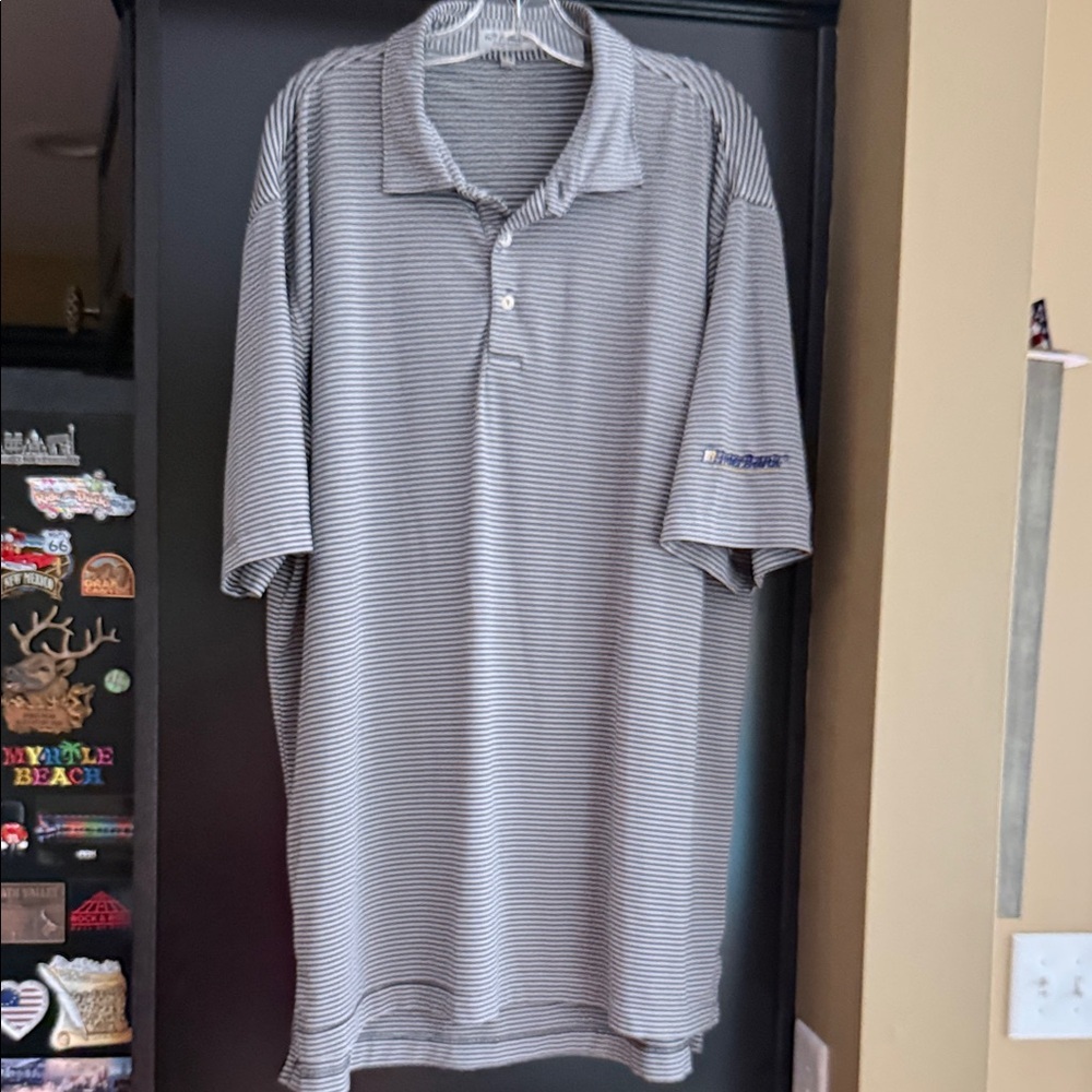 Peter Millar Men's Polo Shirt in Gray Stripes xl
